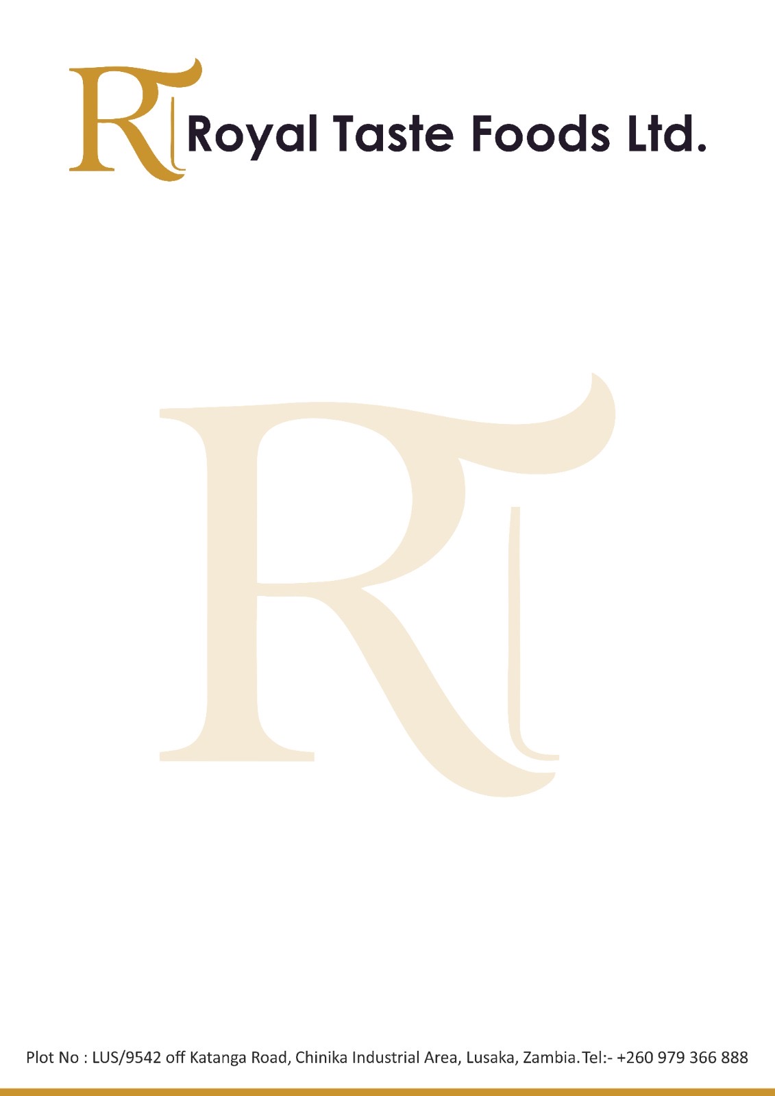 Royal Taste Foods office letterhead